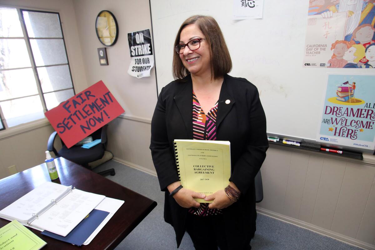 Taline Arsenian, president of the Glendale Teachers Assn., says her membership has stayed steady around 1,250 despite a Supreme Court decision last year that has prohibited nonmembers from paying collective-bargaining fees.