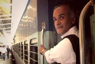 Writer Pico Iyer on the train in Veranasi.