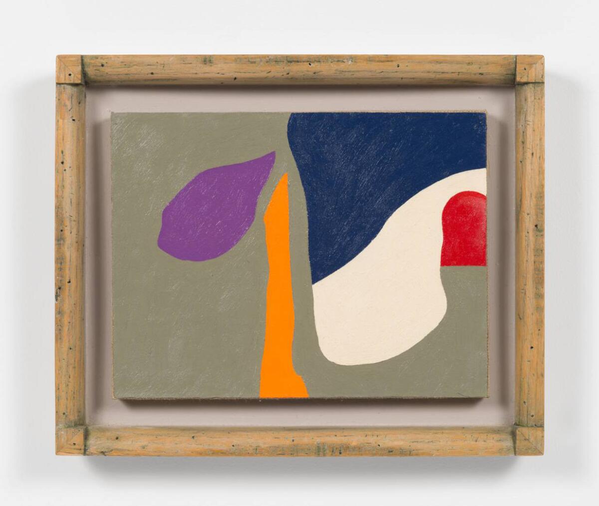 The full image of Frederick Hammersley's "Money From Home," 1986, oil on rag paper on linen on wood in artist-made frame, 10.75 inches by 13.75 inches (L.A. Louver)