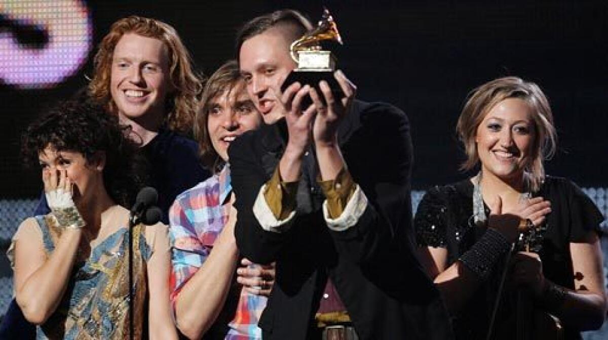Arcade Fire's "The Suburbs" won album of the year at the Grammys.