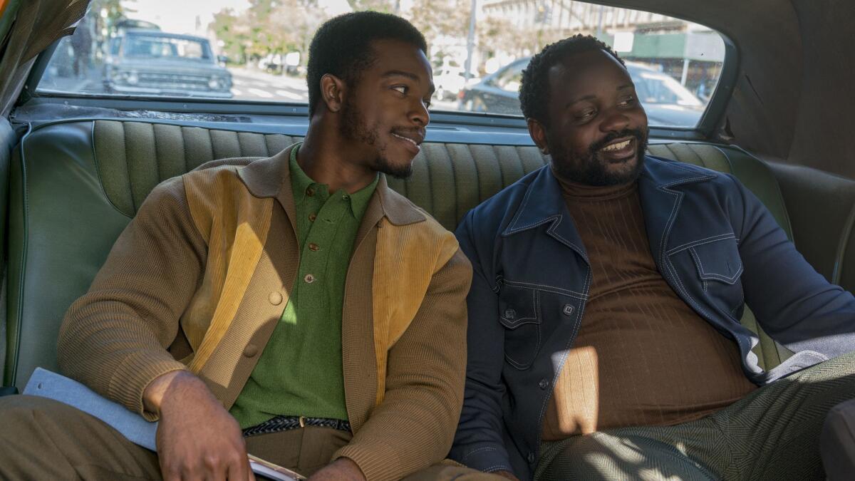 Stephan James, left, and Brian Tyree Henry in a scene from "If Beale Street Could Talk."