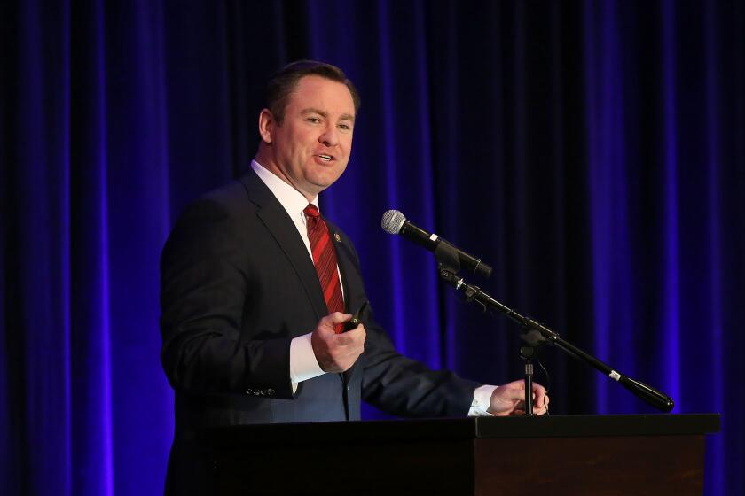 Newport Beach Mayor Will O'Neill gives the annual state of the city address during Speak Up Newport Mayor’s Dinner in the Grand Pacific Ballroom at the Newport Beach Marriott Hotel and Spa on Thursday.
