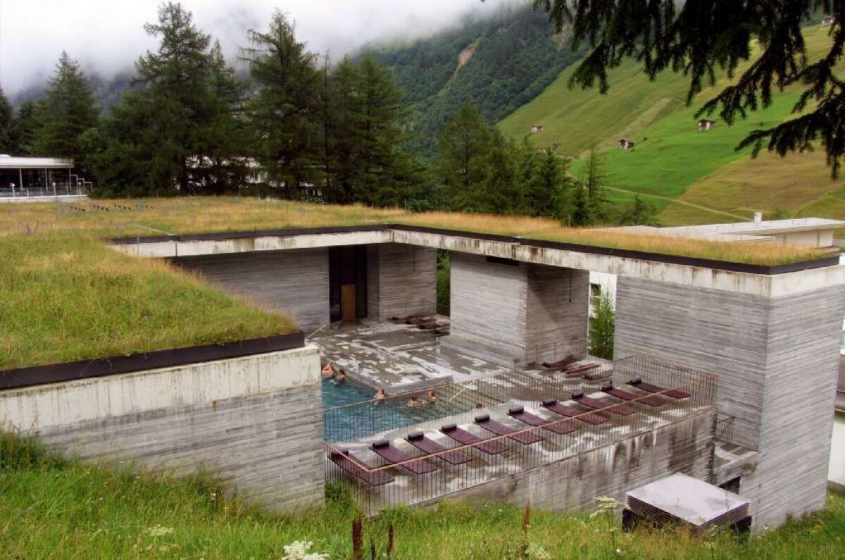 Therme Vals, pictured here in 2008, designed by Peter Zumthor in the Swiss village of Vals.