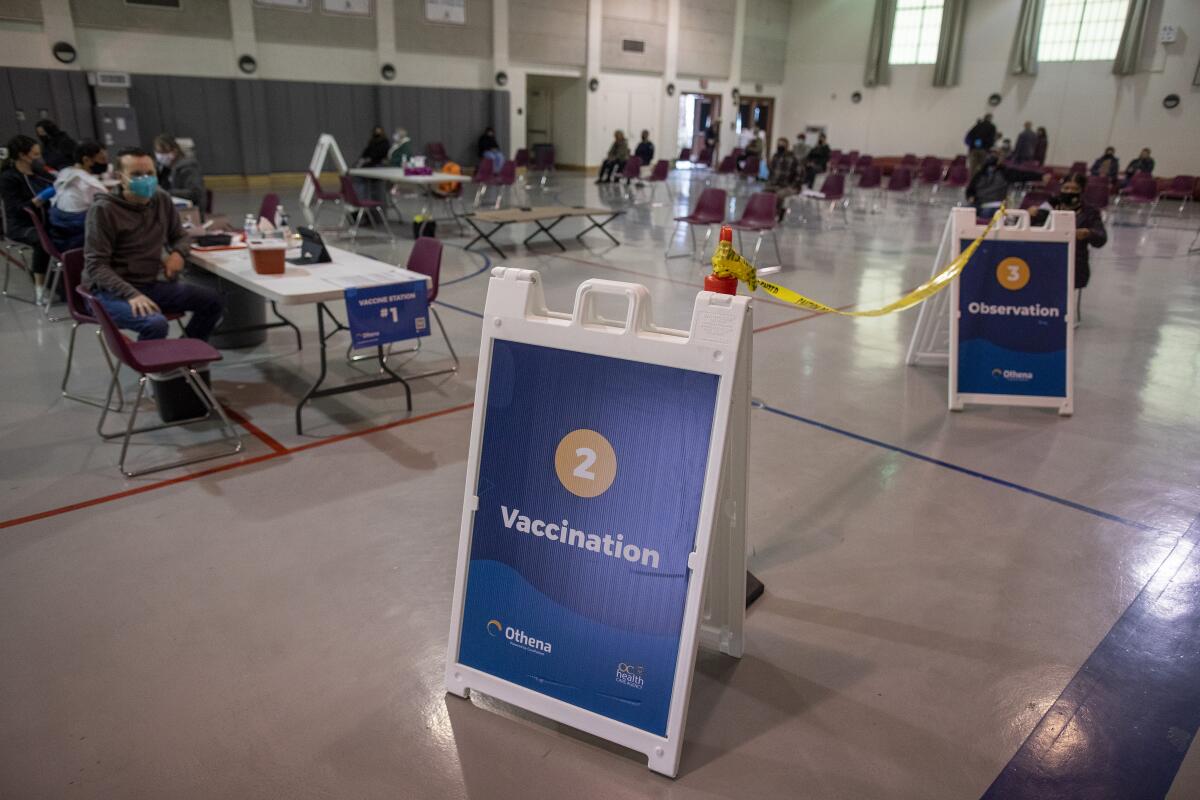 Vaccination site in a gym 