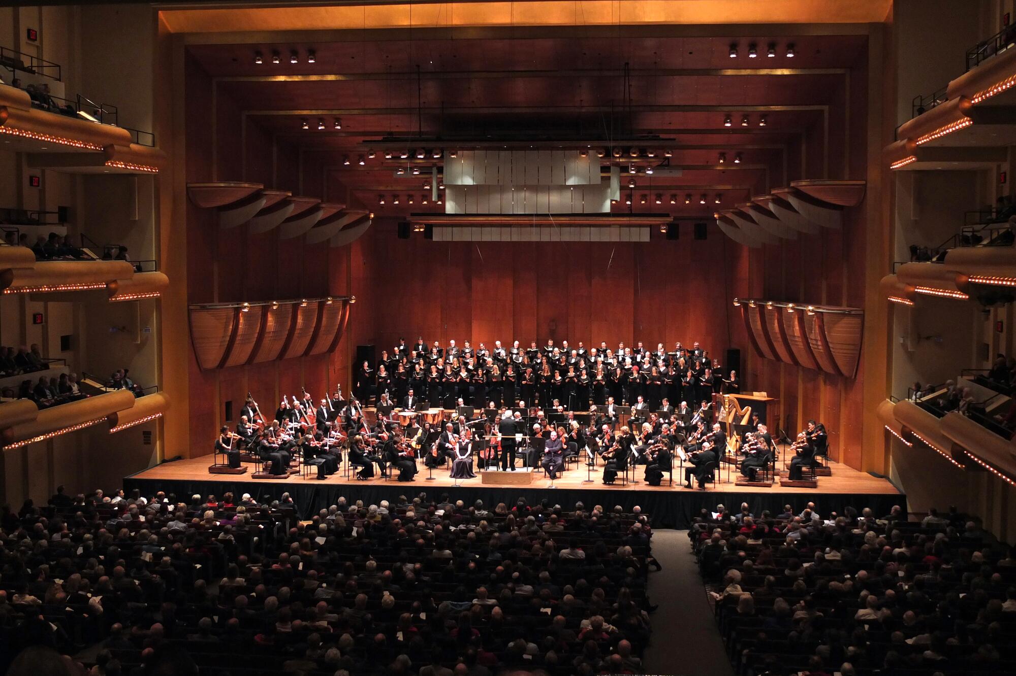 New York Philharmonic performing Brahms's "A German Requiem" at David Geffen Hall in 2016.