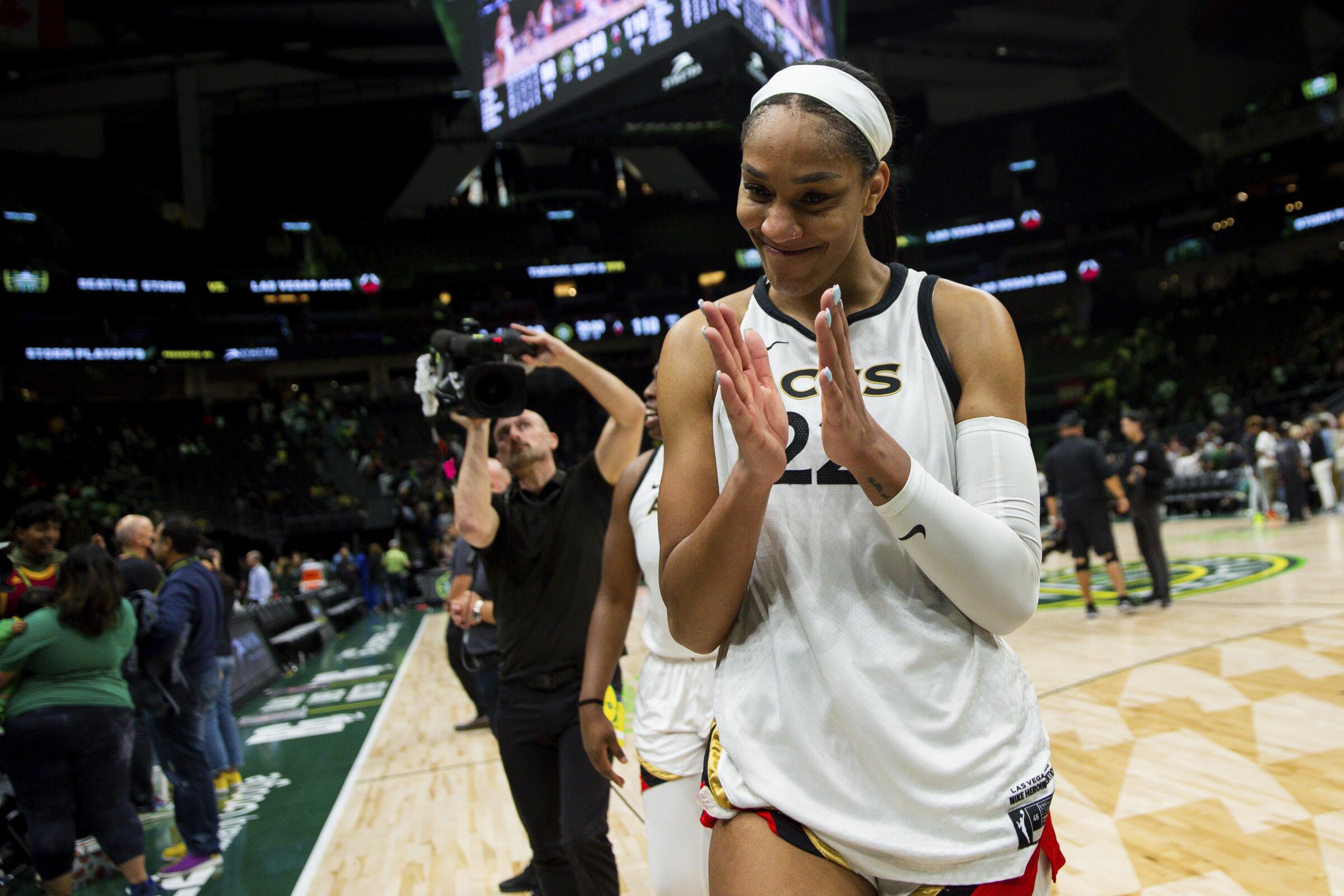 Defending champion Aces begin WNBA playoffs with 87-59 win over