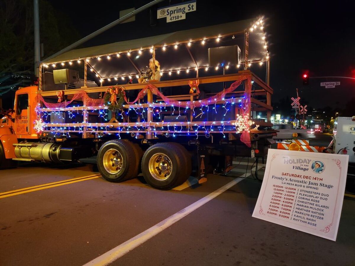 As it did in 2019, La Mesa Lumber will deck out one of its trucks at this year's Holiday in the Village, set for Dec. 5.
