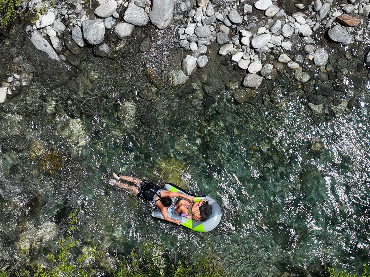 Temperatures in the 90's send people to cool off in Lytle Creek.