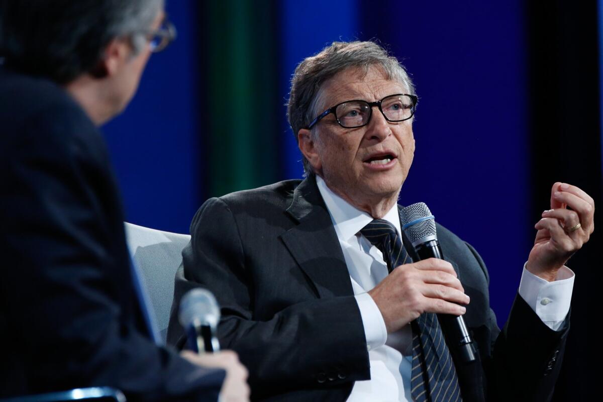 Bill Gates addresses a session on healthcare during the 2015 Clinton Global Initiative's annual meeting in New York on Sept. 27.