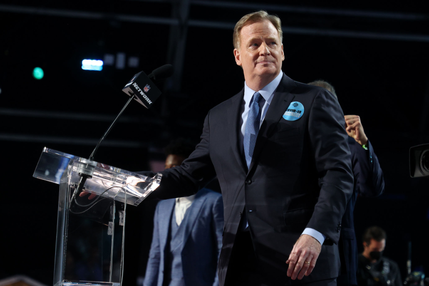 CLEVELAND, OHIO - APRIL 29: NFL Commissioner Roger Goodell is seen onstage.