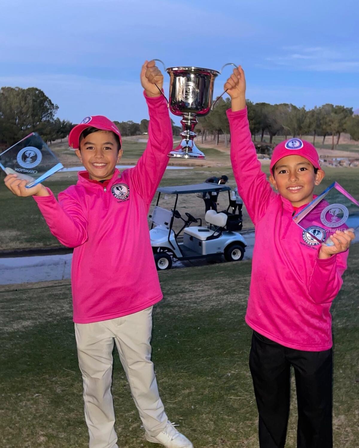 Team San Diego's Kai Molina (a fifth grader at Ocean Air) and Lucas Pollack won the boys 10 division championship.