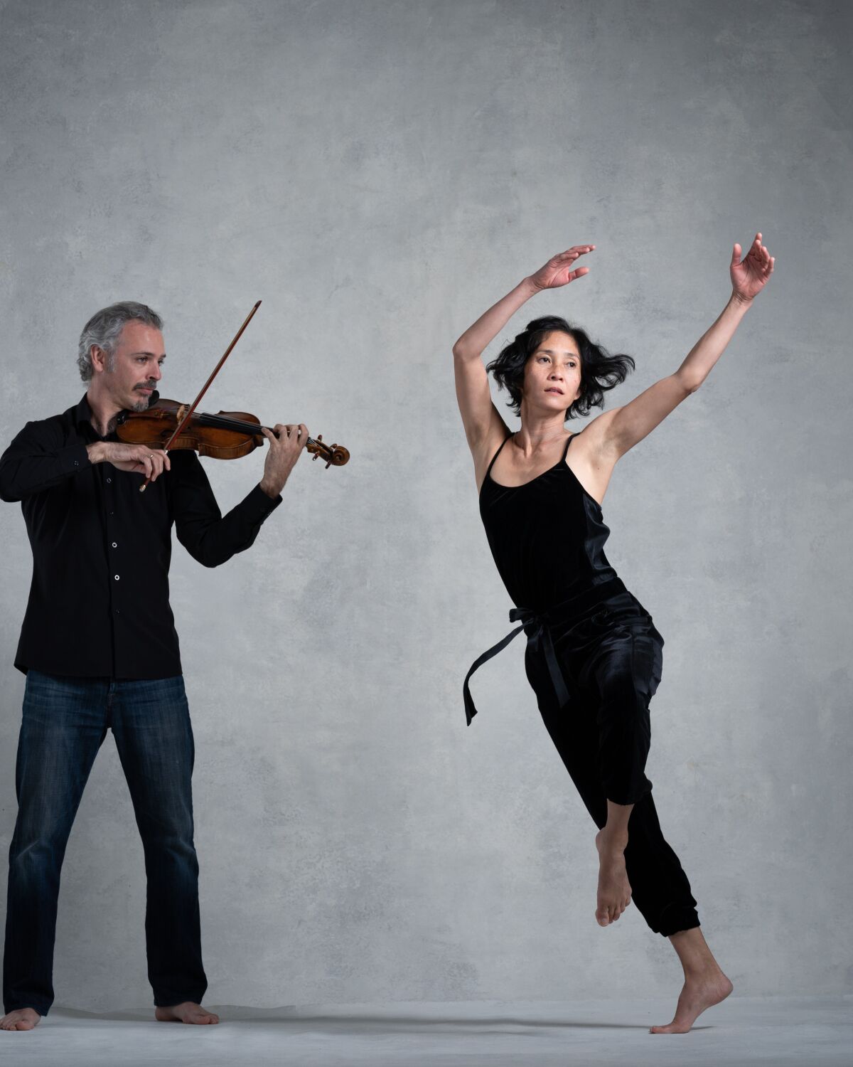 Maile Okamura (right) and Colin Jacobsen perform “Bits and Pieces.”