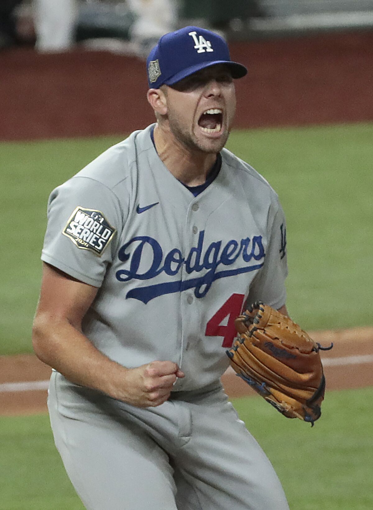 Blake Treinen recorded the save in Game 5 of the 2020 World Series when he shut down the Tampa Bay Rays in a 4-2 victory.
