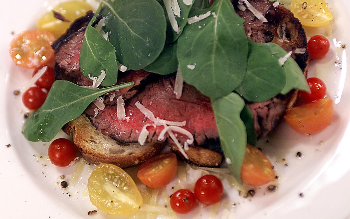 Balsamic-Grilled Flank SteakWith Arugula and Cherry Tomatoes