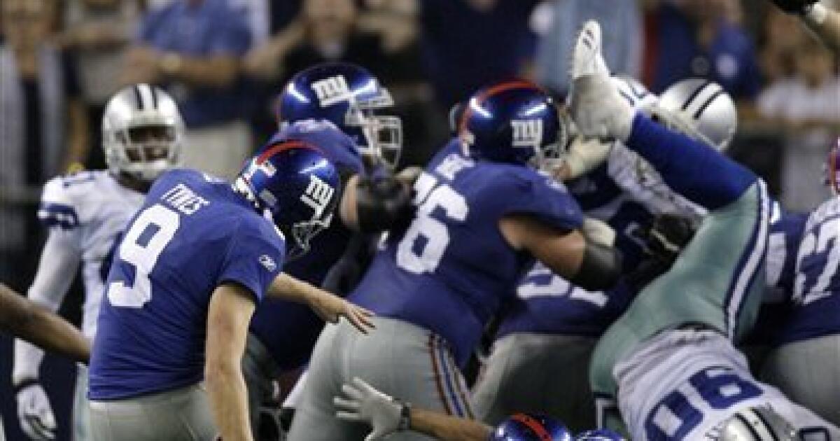 NY Giants beat Dallas Cowboys, 33-31, on last-second field goal 