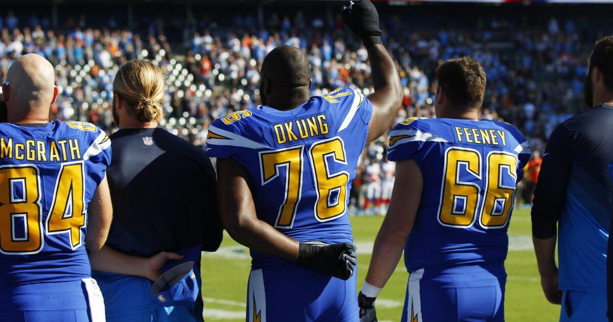 Chargers' Okung says many players 'frustrated' with NFL's new anthem policy  - The San Diego Union-Tribune