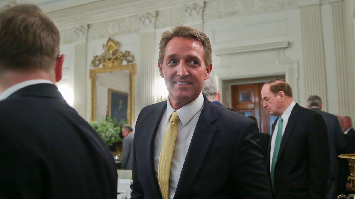 Outgoing Sen. Jeff Flake (R-Ariz.) has become more willing to challenge leadership and the White House.