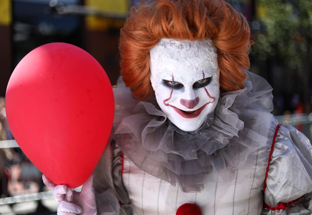 Michael Cherry of Redlands dressed as "IT's" Pennywise at Comic-Con International in San Diego on July 20, 2019.