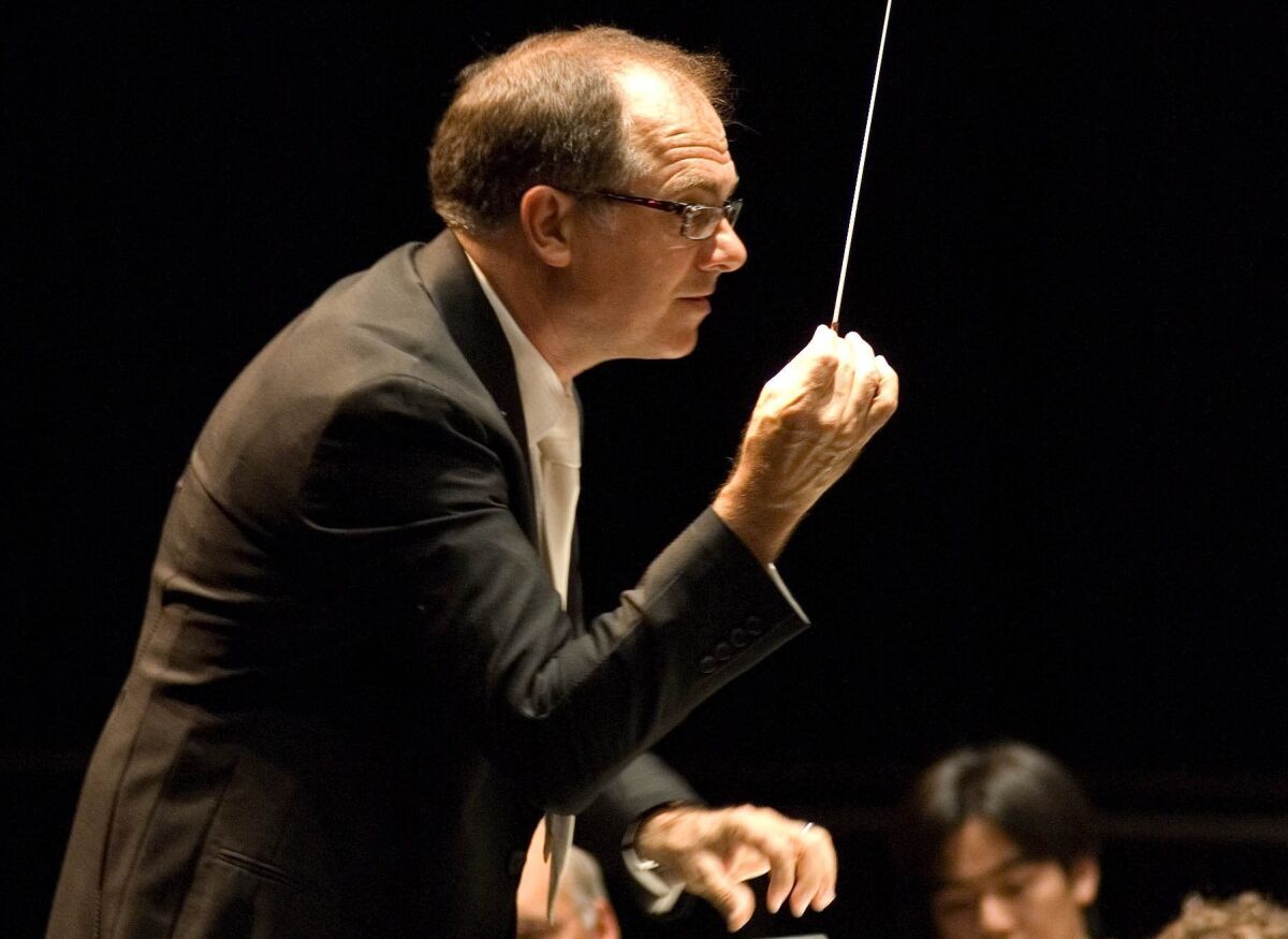 Steven Schick, in a file photo, conducts the La Jolla Symphony & Chorus.