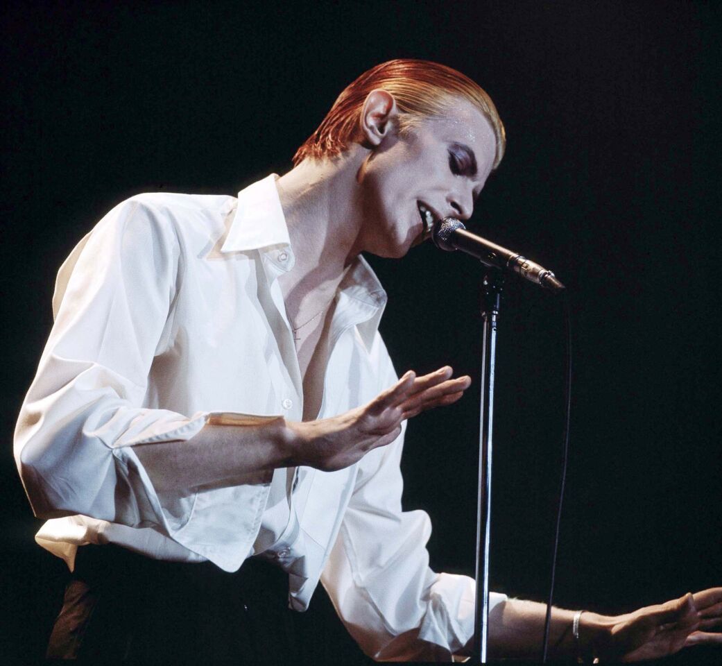 Bowie performing on stage as the Thin White Duke London in May 1976.