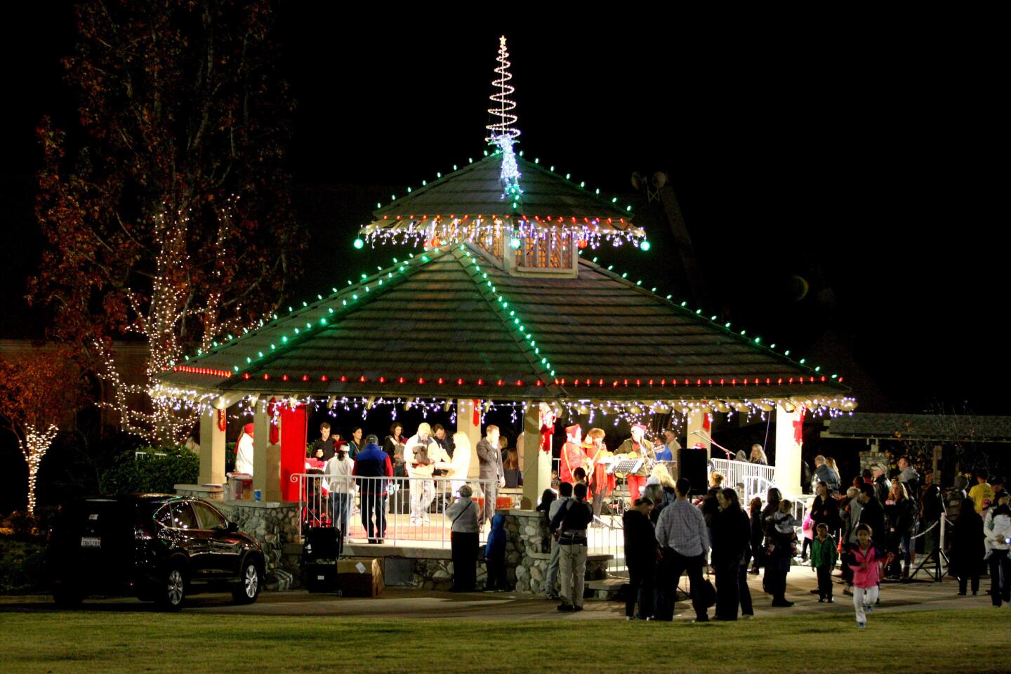 The lights on the gazebo were switched on by Santa Claus during the 21st Festival in Lights at Memorial Park in La Cañada Flintridge on Friday, Dec. 4, 2015.