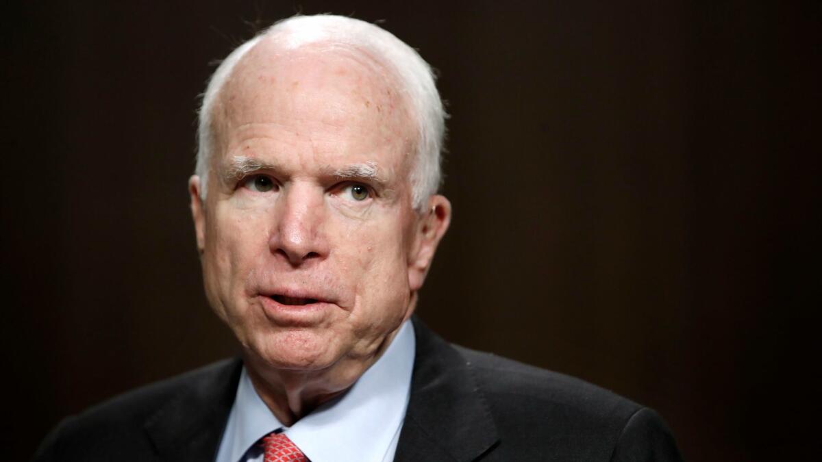 Sen. John McCain, R-Ariz., on Capitol Hill in Washington on July 11.