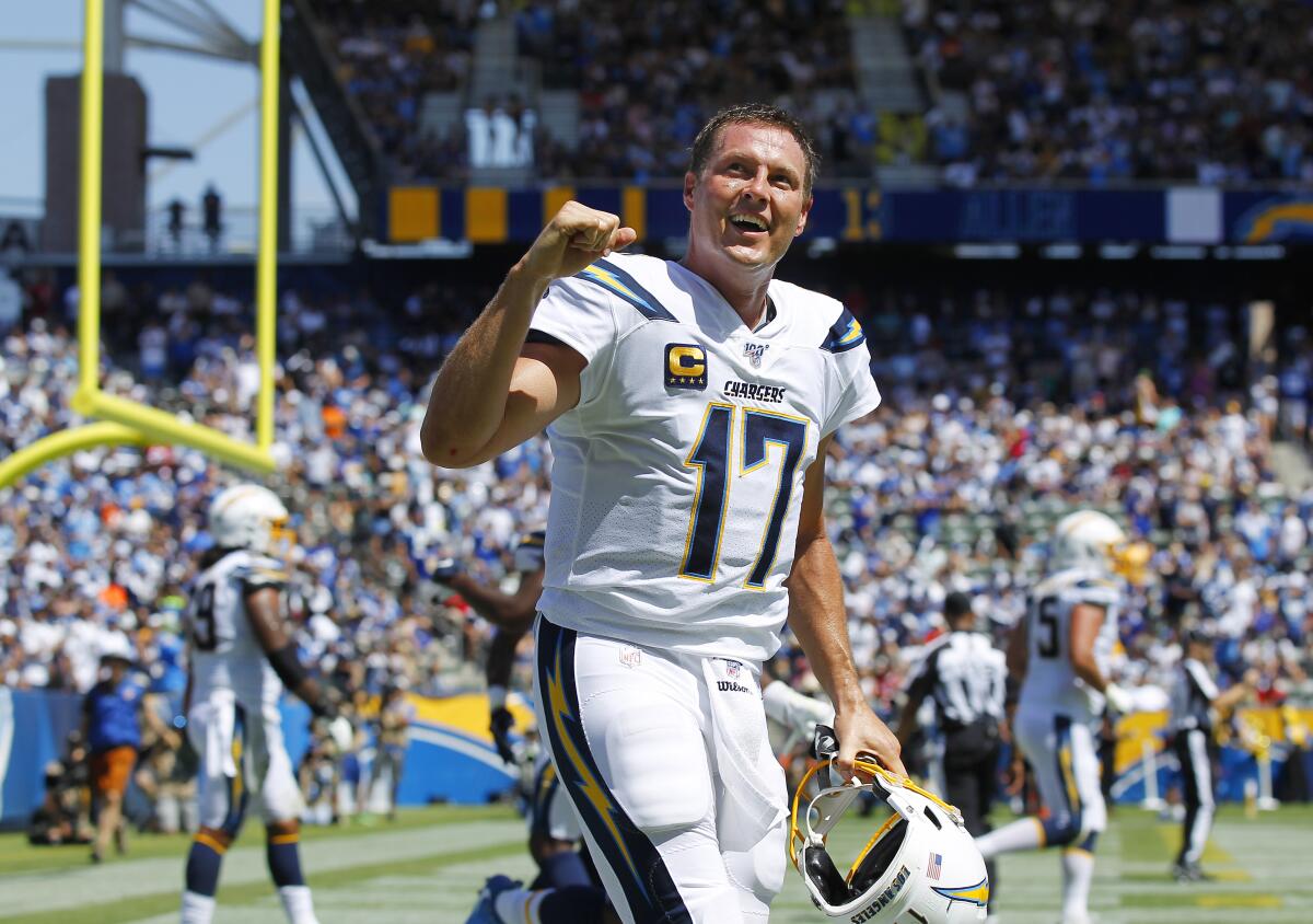 Philip Rivers after throwing touchdown pass in 2019.