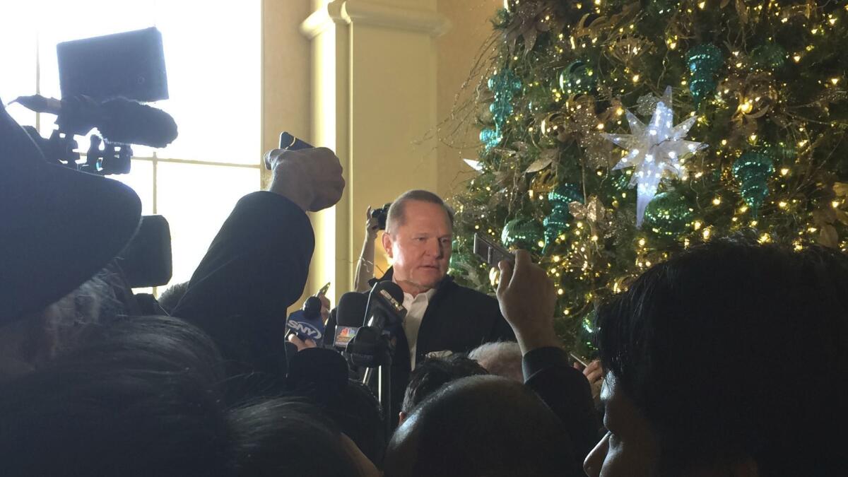 Baseball agent Scott Boras speaks to the media during the Major League Baseball winter meetings in Las Vegas.