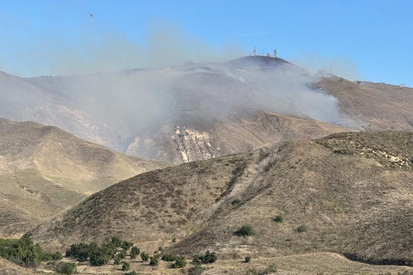 VENTURA COUNTY, CA - DECEMBER 09: Ventura County firefighters on Saturday were battling a brush fire fueled by Santa Ana winds that has burned about 300 acres and triggered evacuations in the Somis area near Santa Paula. The fire, dubbed South Fire, was first reported at about 9:38 a.m. on South Mountain near the 118 and 126 freeways, with initial reports indicating three to four aces in size. By late morning, Andrew Dowd, public information officer for Ventura County Fire Department, said the wind-driven fire had ballooned to 300 acres.(VCFD / VCFD)