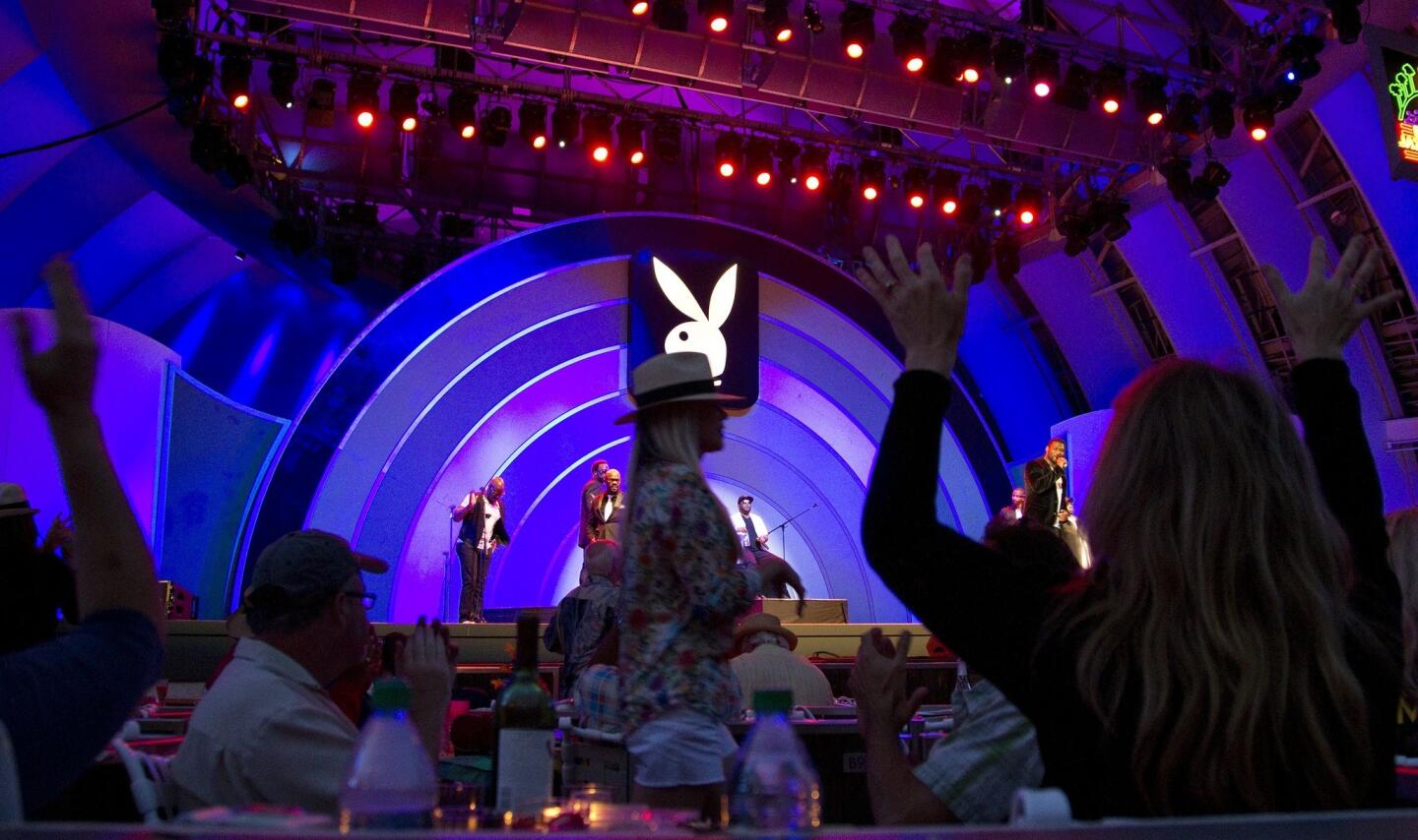 A sold-out crowd enjoys the opening day of the Playboy Jazz Festival at the Hollywood Bowl on Saturday.
