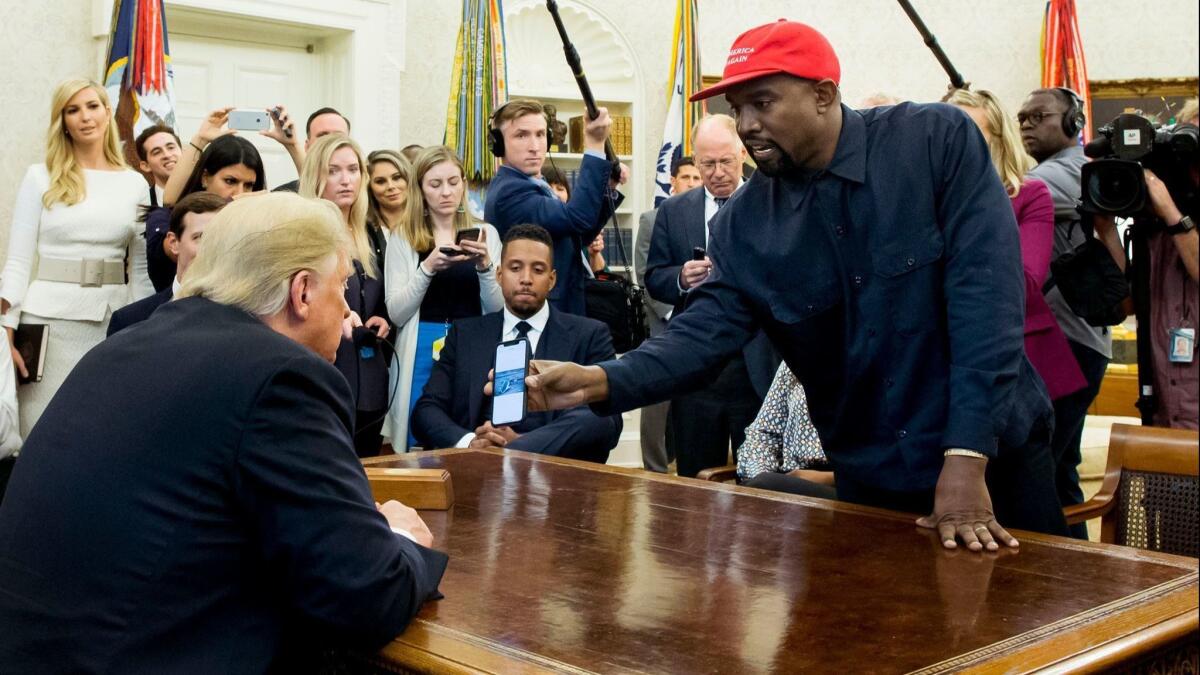 Kanye West meets with President Trump in the Oval Office on Oct. 11.