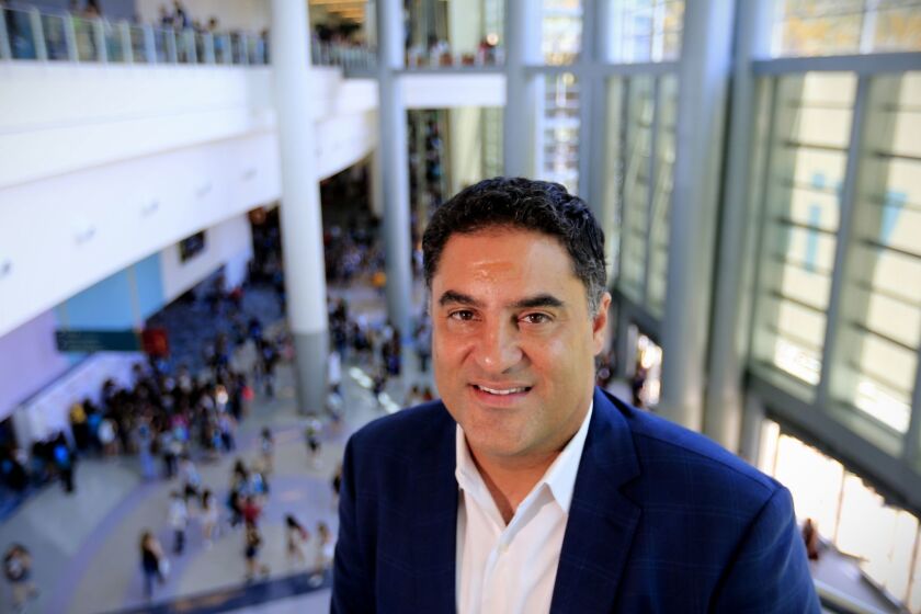 ANAHEIM, CALIF. -- FRIDAY, JULY 24, 2015: Cenk Uygur, host and co-founder of The Young Turks online, one of the largest news shows on the Internet, poses for a photo after speaking at VidCon at the Anaheim Convention Center July 23 to 25th in Anaheim, Calif., on July 24, 2015. More than 300 of the most innovative and influential YouTube creators perform, discuss, and connect with the more than 20,000 attendees expected at the three-day conference. (Allen J. Schaben / Los Angeles Times)