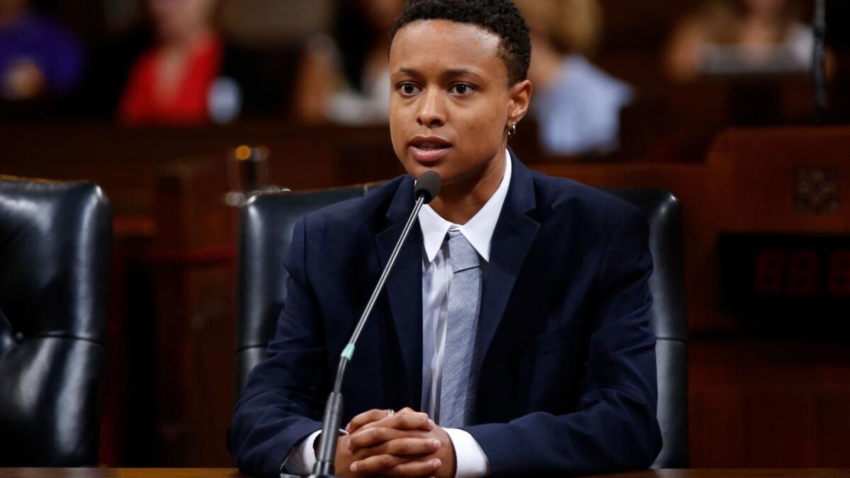 Cat Packer, executive director of L.A.'s Department of Cannabis Regulation, shown at City Hall in 2017. 