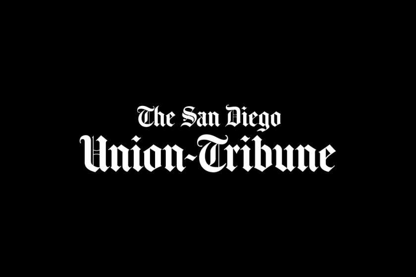 Black background, white text that reads "San Diego Union Tribune"