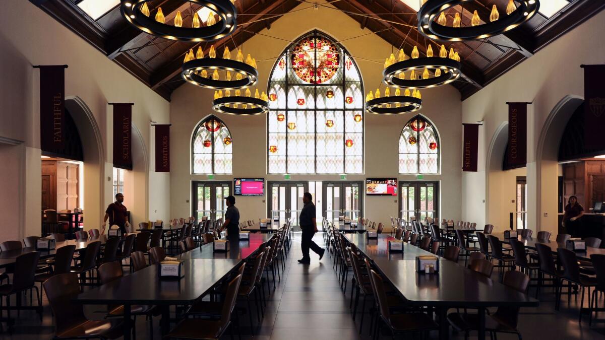 A view of the dining hall at the new $700-million USC Village.