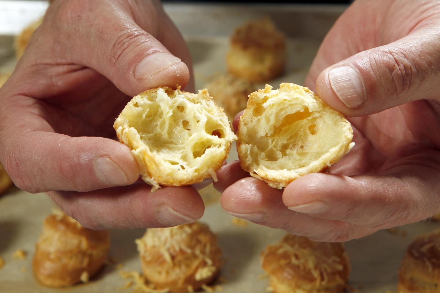 Perfectly cooked gougeres are brown, crispy and light.