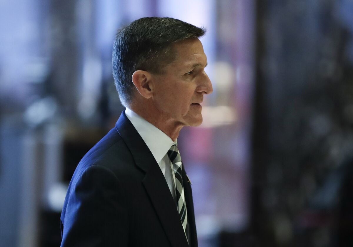 Michael Flynn at Trump Tower in New York in 2016.