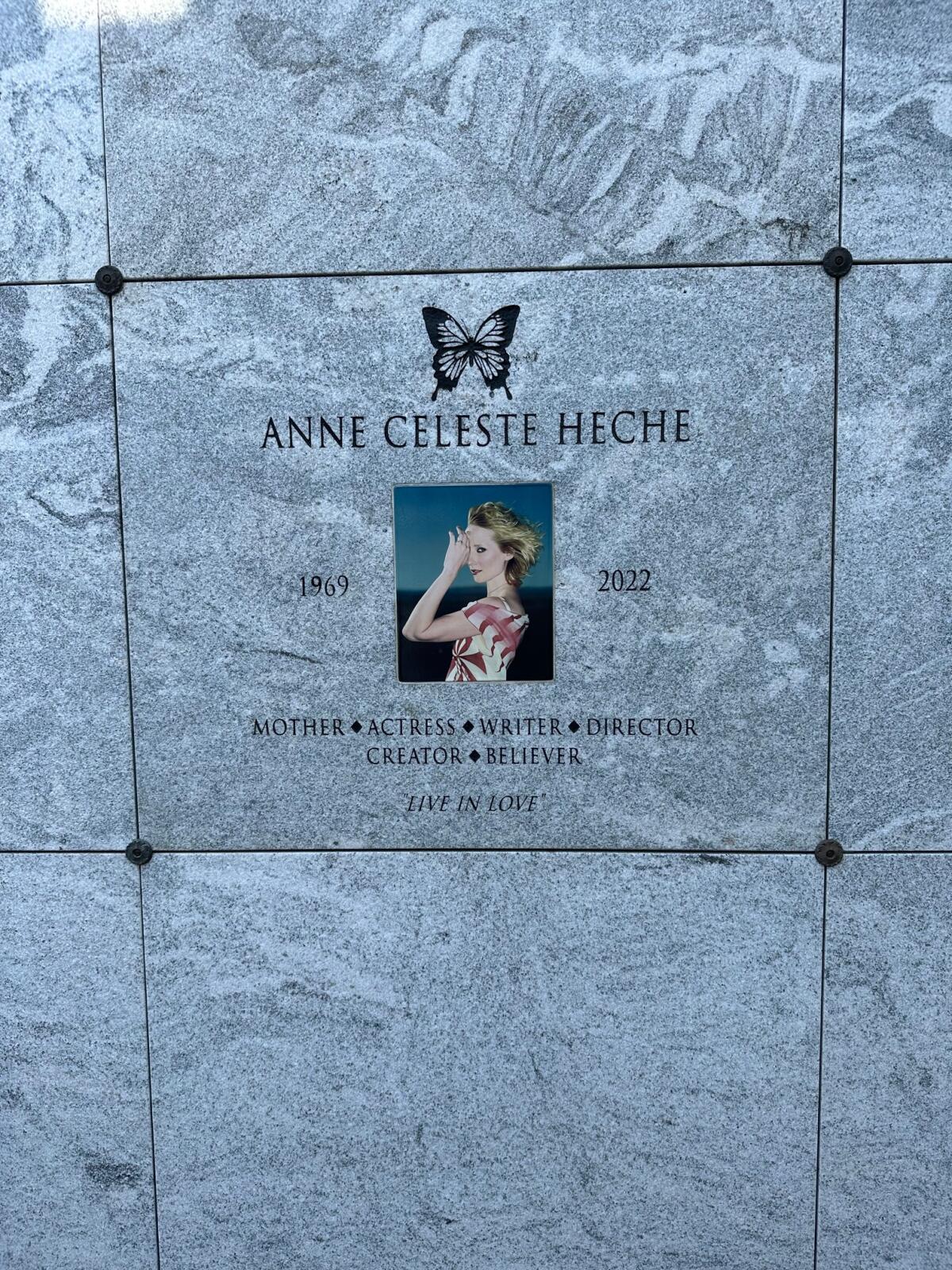 Anne Heche's plaque at the Hollywood Forever Cemetery