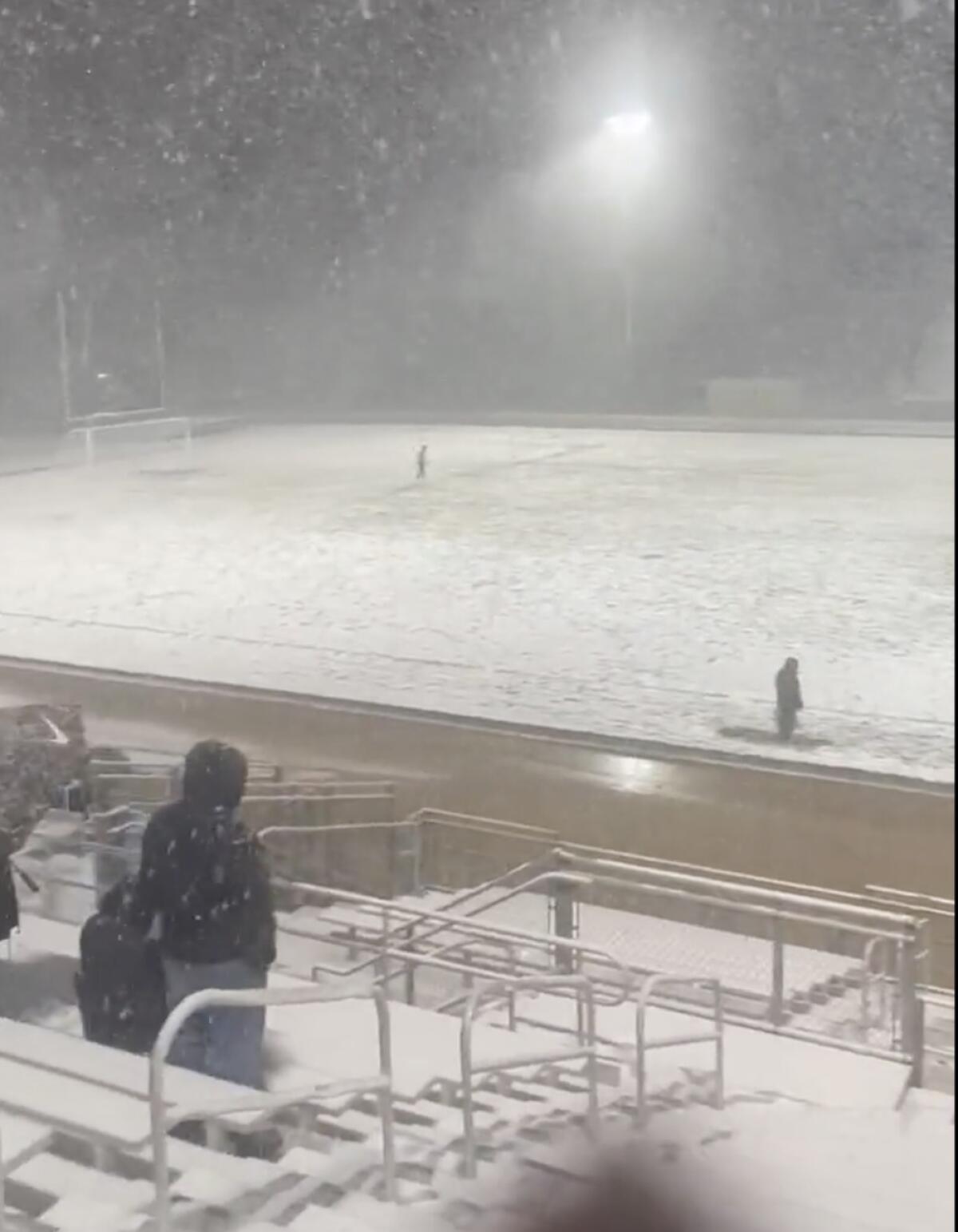 It was snowing Tuesday night for the Southern Section boys' soccer playoff game at Hesperia against Oak Park.