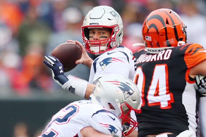 CINCINNATI, OHIO - DECEMBER 15: Tom Brady #12 of the New England Patriots throws a pass during the first half against the Cincinnati Bengals in the game at Paul Brown Stadium on December 15, 2019 in Cincinnati, Ohio. (Photo by Bobby Ellis/Getty Images)