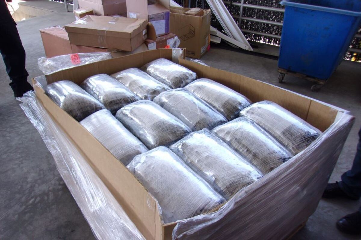 CBP officers found 2,425 pounds of methamphetamine hidden in medical supplies shipment Saturday at Otay Mesa port of entry.
