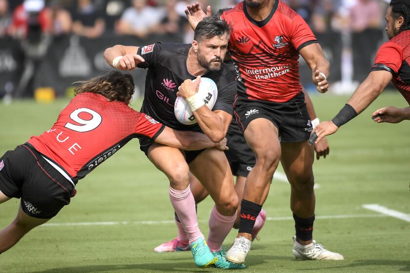 LOS ANGELES, CALIFORNIA - JULY 25: Adam Ashley-Cooper #13 of the LA Giltinis runs the ball against the Utah Warriors in the second half at Los Angeles Coliseum on July 25, 2021 in Los Angeles, California. (Photo by Kevork Djansezian/Getty Images for LA Giltinis)
