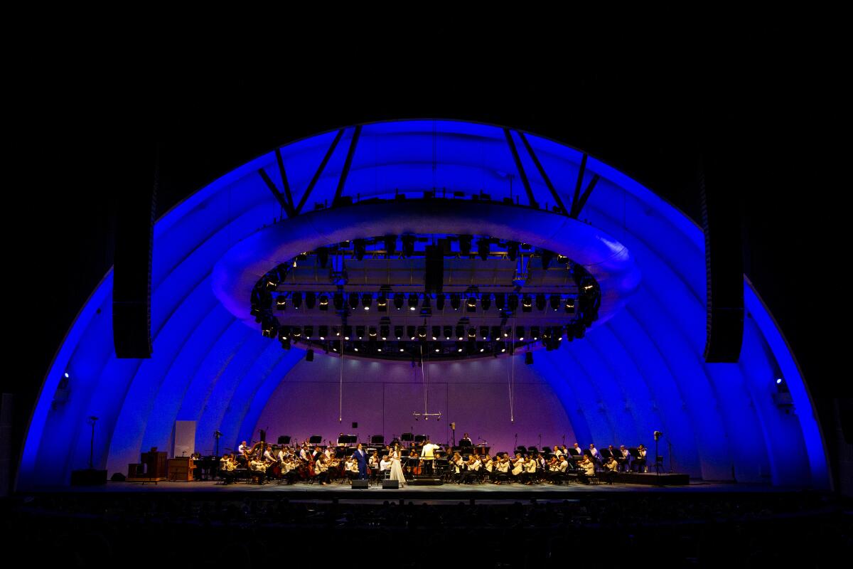 Vocalists Brian Stokes Mitchell and Sutton Foster perform with the L.A. Philharmonic at the Hollywood Bowl
