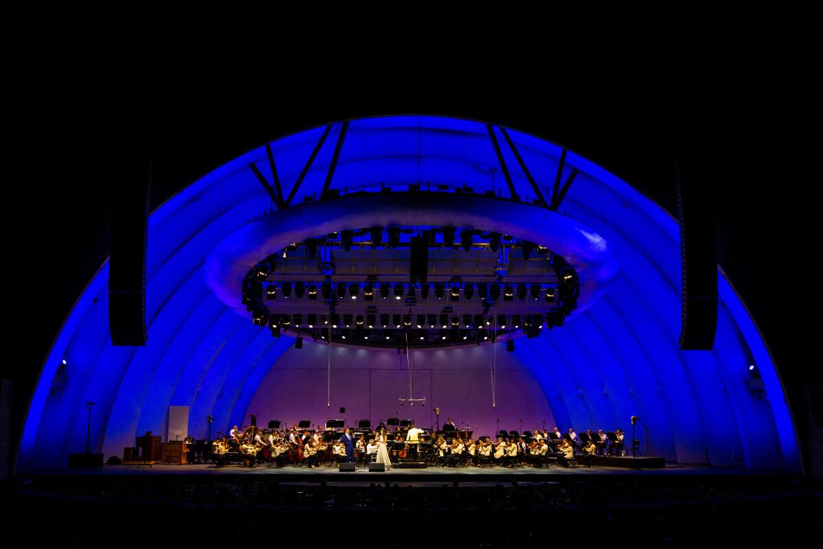 Hollywood Bowl at night