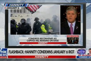 Sean Hannity defends his response to the Jan. 6 riots on his Fox News Channel program.