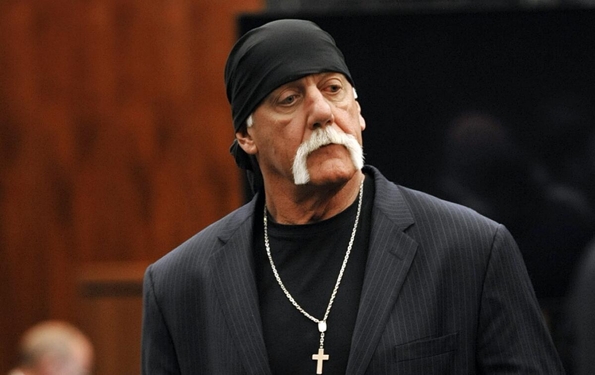 Hulk Hogan, whose given name is Terry Bollea, leaves the courtroom during a break in his trial against Gawker Media in St. Petersburg, Fla., in March.