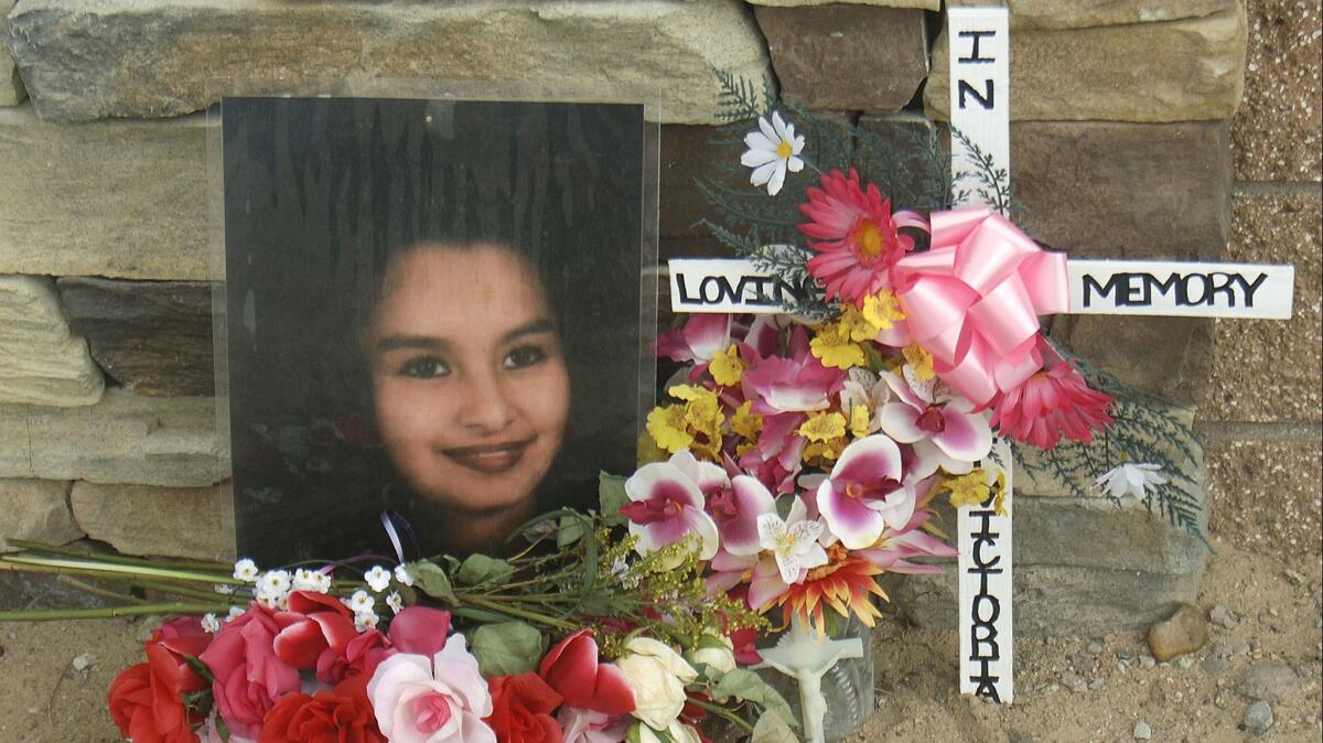 A memorial for Victoria Chavez in 2009 near the Southwest Mesa area where bodies were discovered on the west side of Albuquerque.