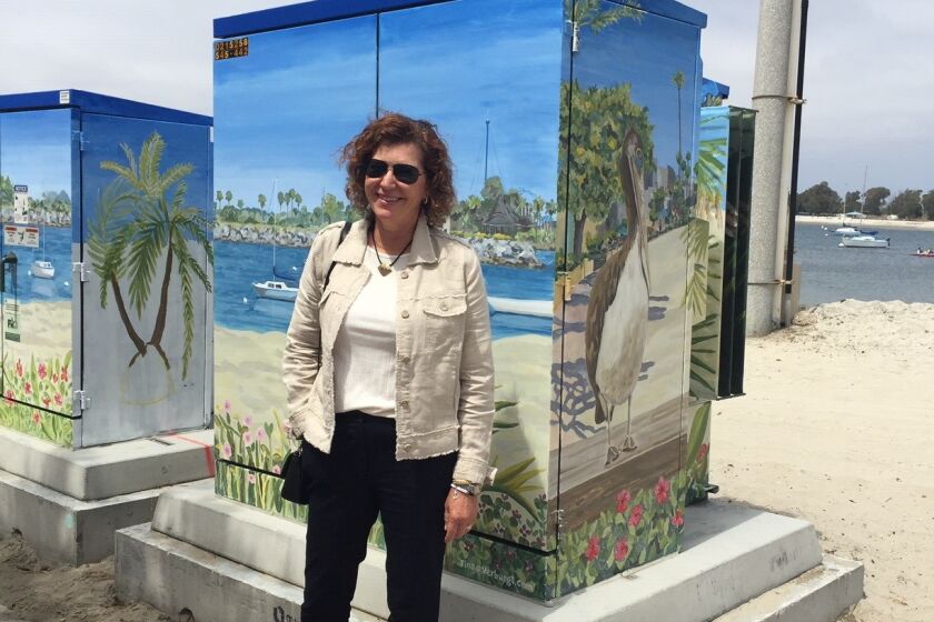 South Mission Beach resident Tina Verburgt finds artistic expression painting utility boxes in the community.