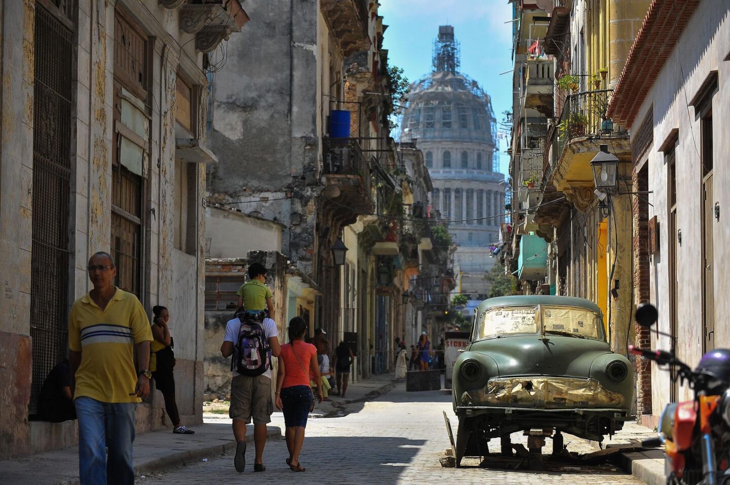 View of a street in Havana on March 17, 2016.