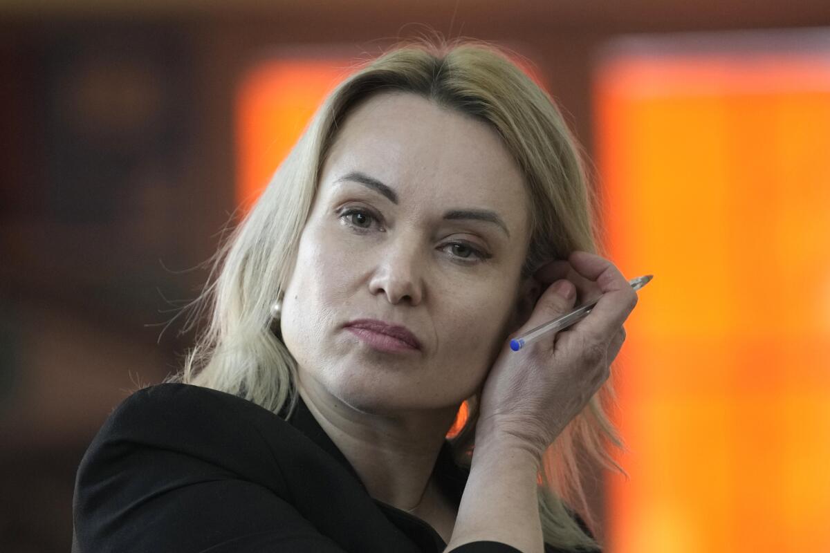 Former Russian state TV journalist Marina Ovsyannikova.